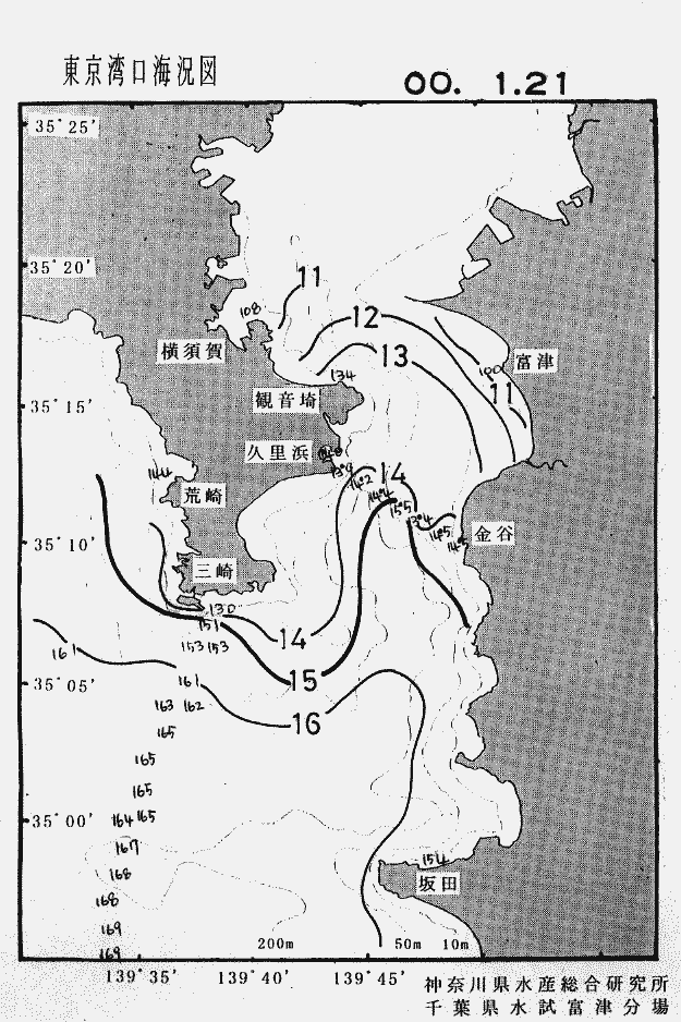 海況図, 東京湾口海況図 検索結果, (水温分布 等を図示)