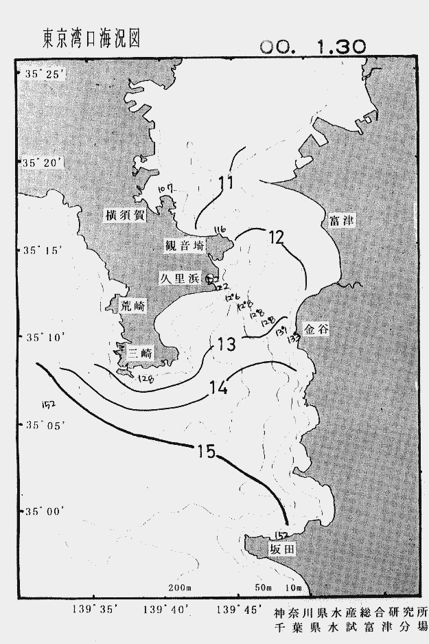 海況図, 東京湾口海況図 検索結果, (水温分布 等を図示)