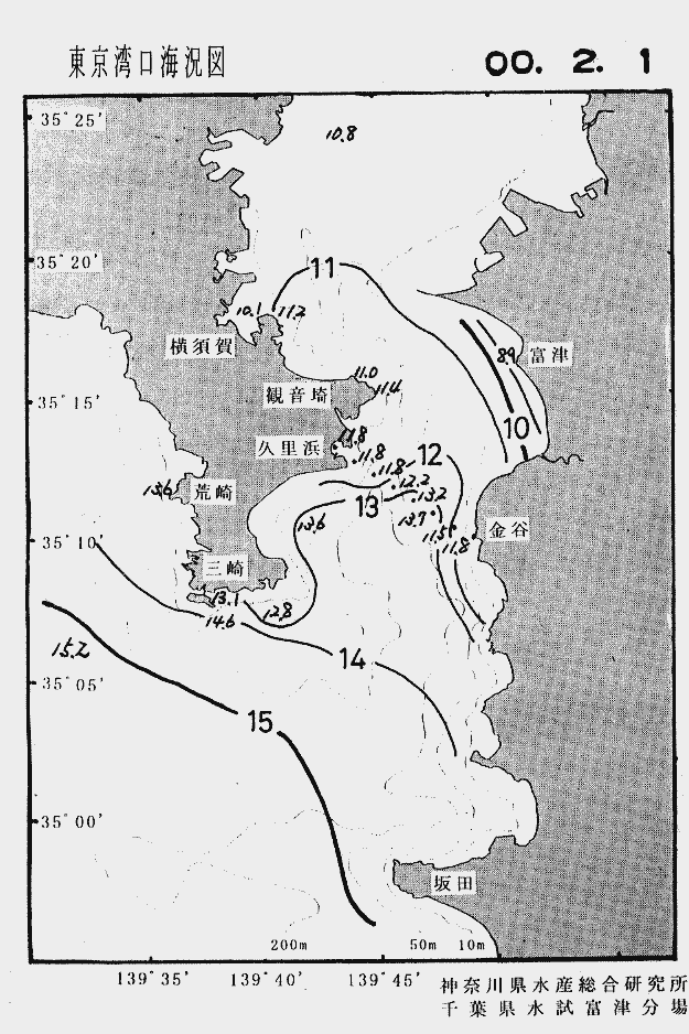 海況図, 東京湾口海況図 検索結果, (水温分布 等を図示)