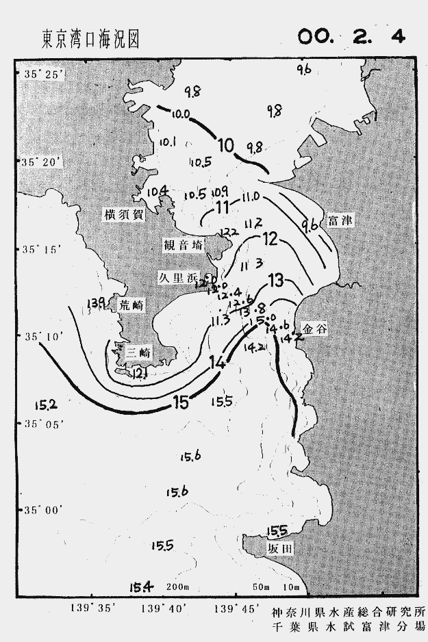 海況図, 東京湾口海況図 検索結果, (水温分布 等を図示)