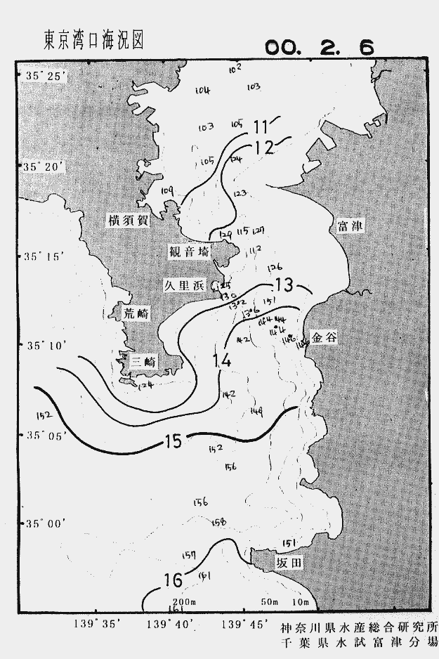 海況図, 東京湾口海況図 検索結果, (水温分布 等を図示)