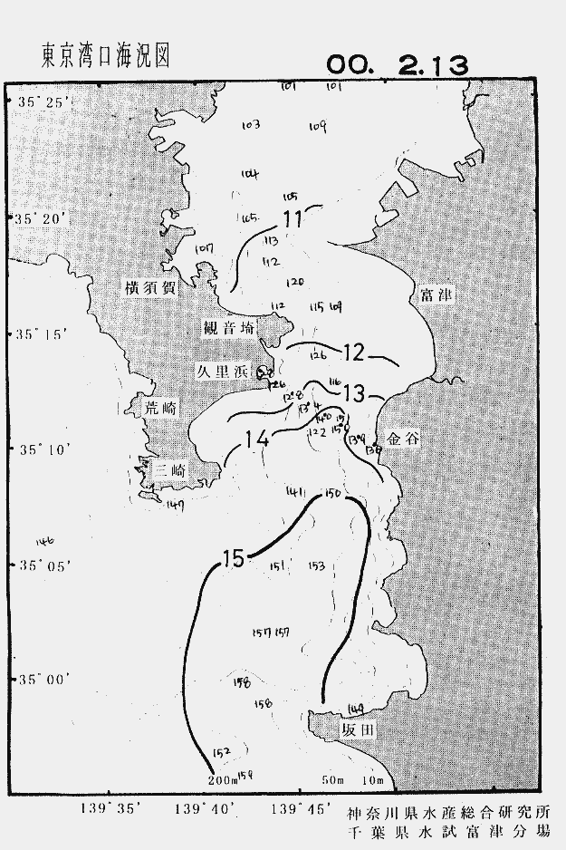 海況図, 東京湾口海況図 検索結果, (水温分布 等を図示)