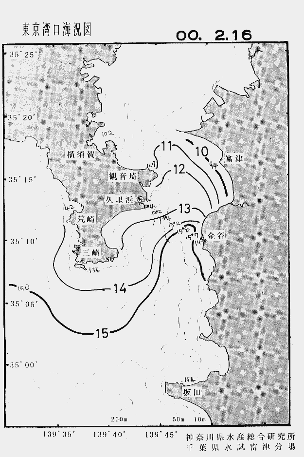 海況図, 東京湾口海況図 検索結果, (水温分布 等を図示)
