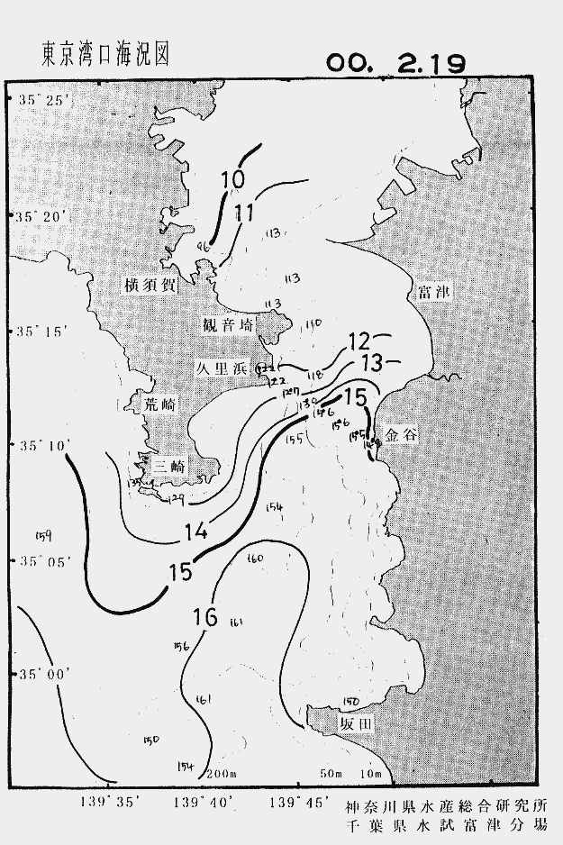 海況図, 東京湾口海況図 検索結果, (水温分布 等を図示)