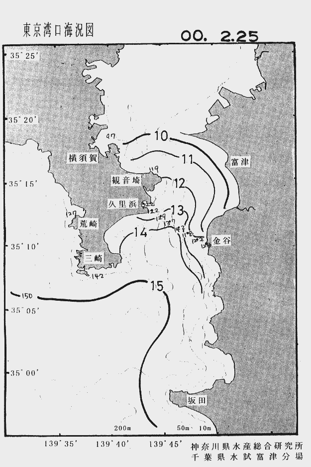 海況図, 東京湾口海況図 検索結果, (水温分布 等を図示)