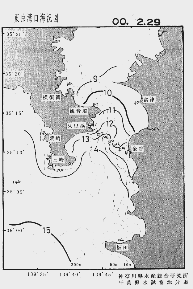 海況図, 東京湾口海況図 検索結果, (水温分布 等を図示)