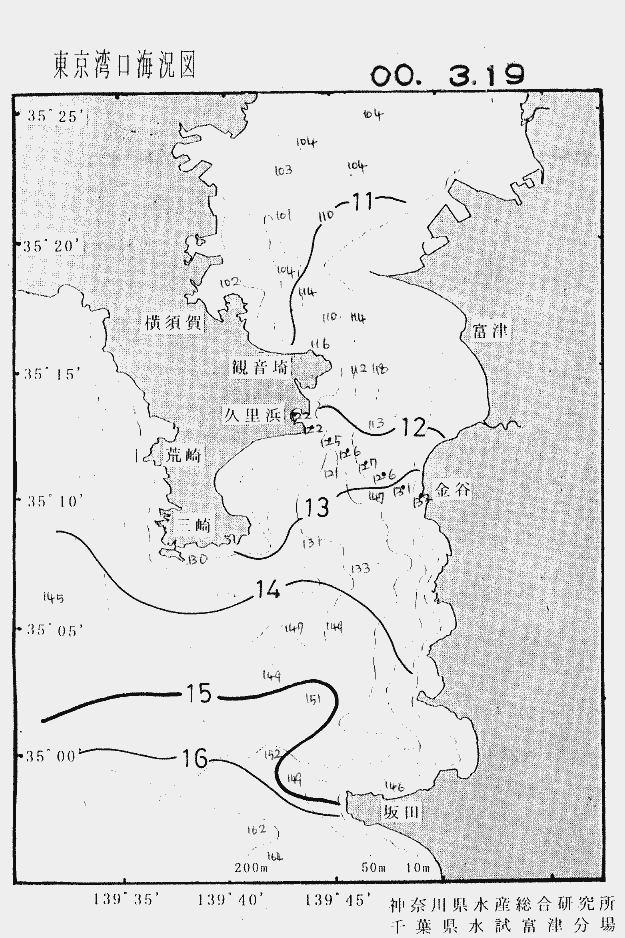海況図, 東京湾口海況図 検索結果, (水温分布 等を図示)