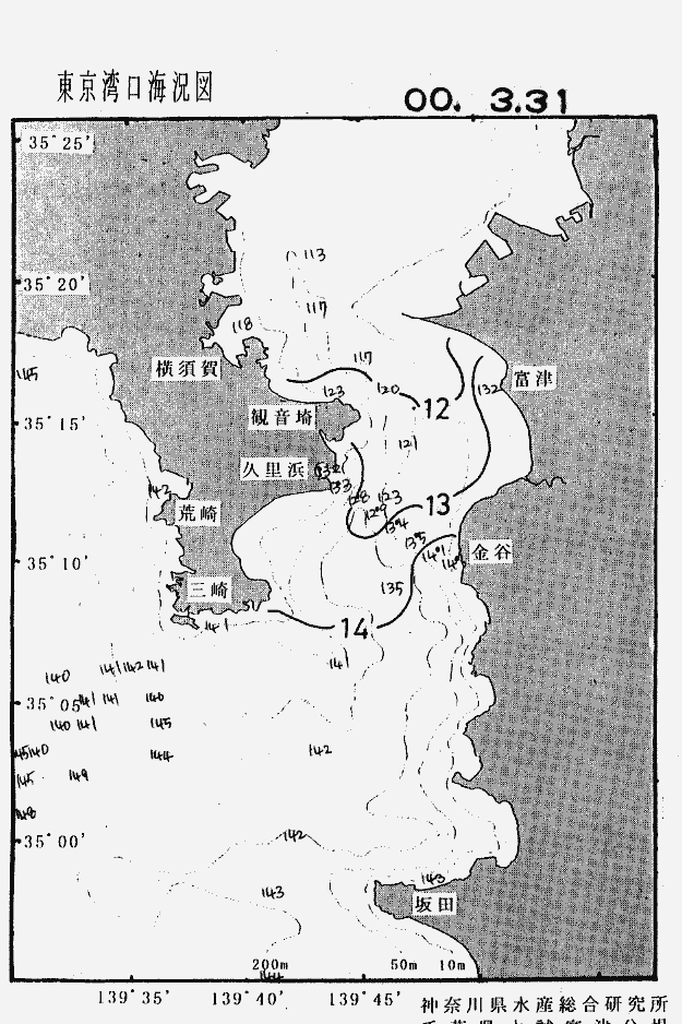 海況図, 東京湾口海況図 検索結果, (水温分布 等を図示)