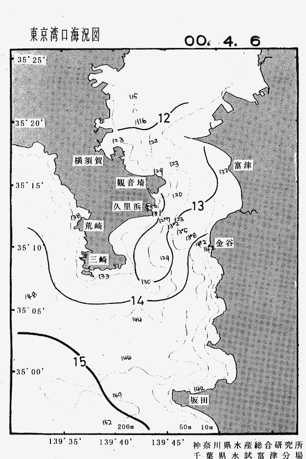 海況図, 東京湾口海況図 検索結果, (水温分布 等を図示)