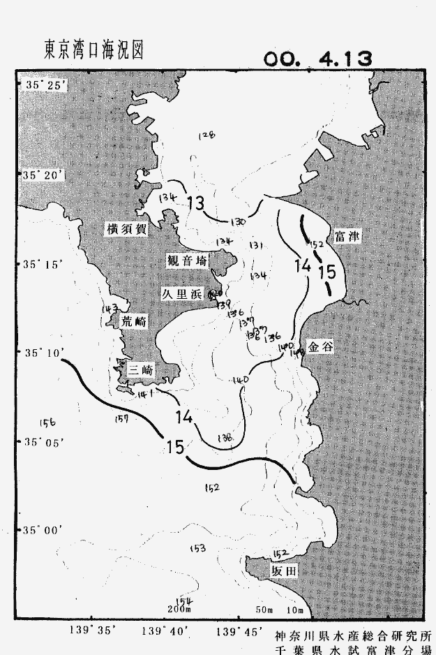 海況図, 東京湾口海況図 検索結果, (水温分布 等を図示)