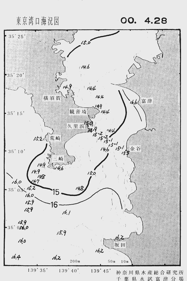 海況図, 東京湾口海況図 検索結果, (水温分布 等を図示)