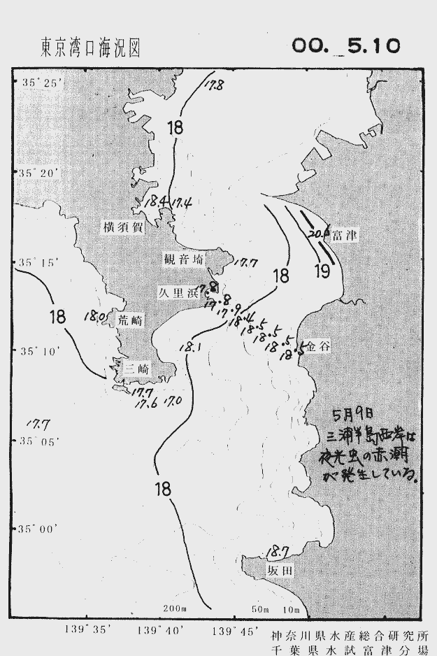 海況図, 東京湾口海況図 検索結果, (水温分布 等を図示)