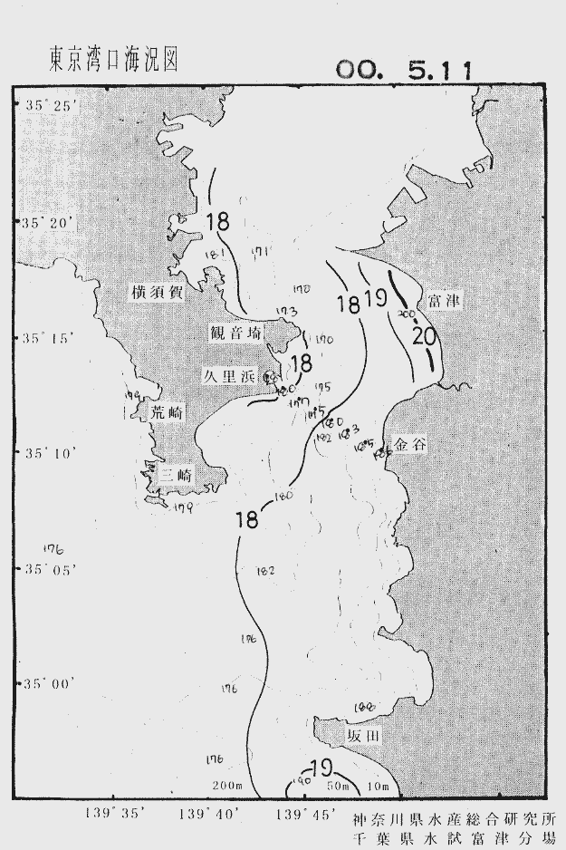 海況図, 東京湾口海況図 検索結果, (水温分布 等を図示)