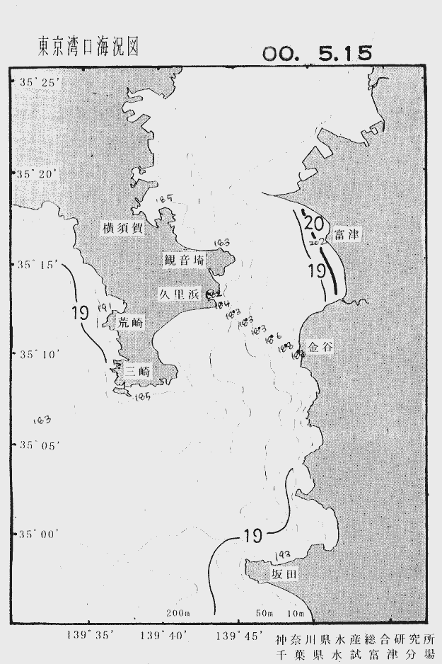 海況図, 東京湾口海況図 検索結果, (水温分布 等を図示)