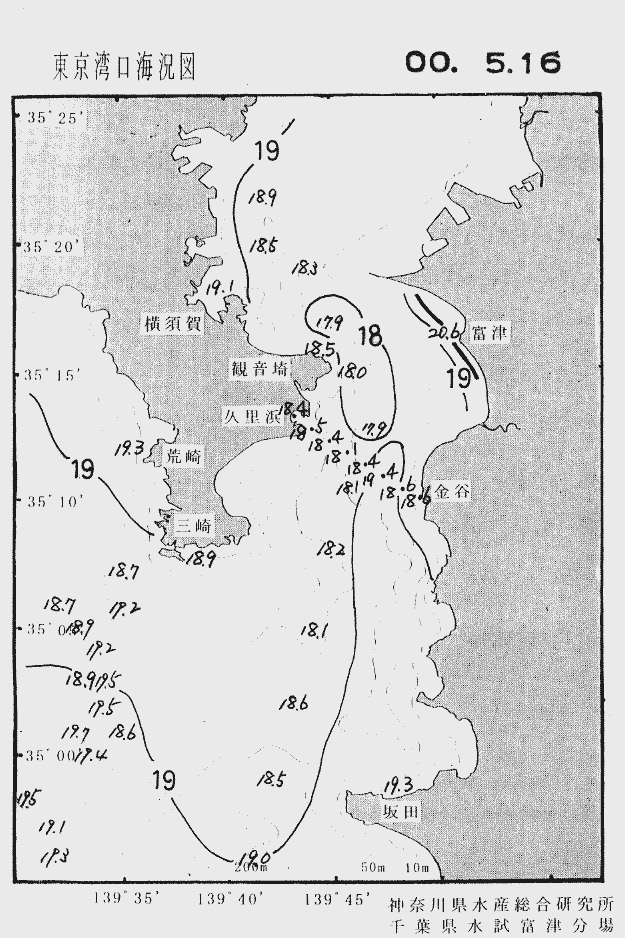 海況図, 東京湾口海況図 検索結果, (水温分布 等を図示)