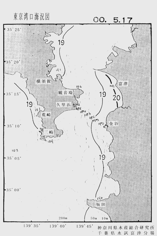 海況図, 東京湾口海況図 検索結果, (水温分布 等を図示)