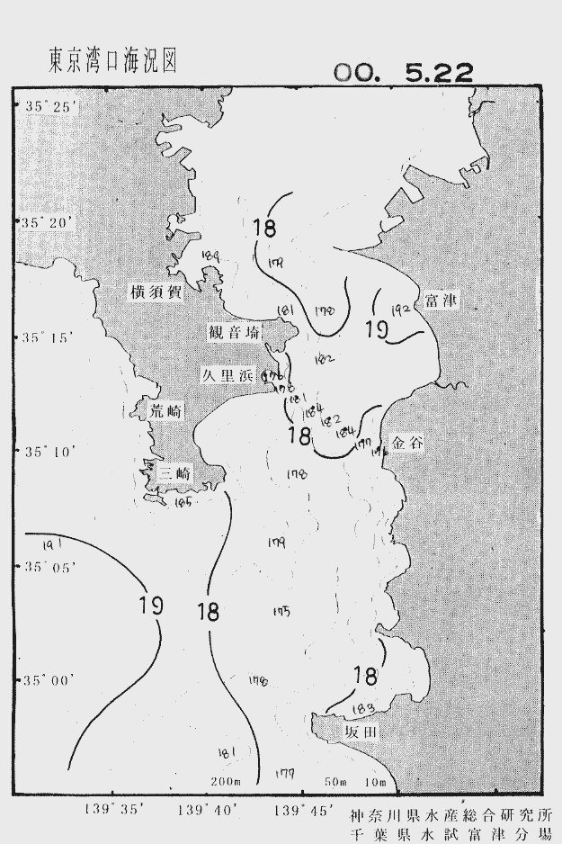 海況図, 東京湾口海況図 検索結果, (水温分布 等を図示)