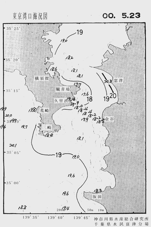 海況図, 東京湾口海況図 検索結果, (水温分布 等を図示)