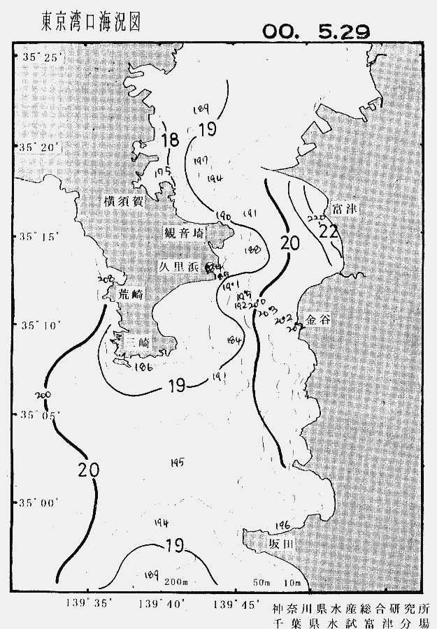 海況図, 東京湾口海況図 検索結果, (水温分布 等を図示)