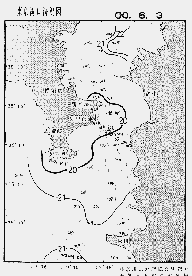 海況図, 東京湾口海況図 検索結果, (水温分布 等を図示)