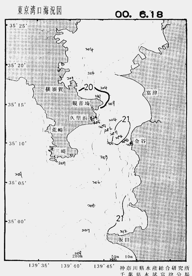 海況図, 東京湾口海況図 検索結果, (水温分布 等を図示)