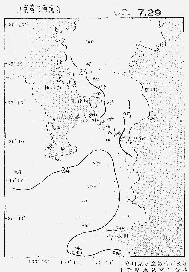 海況図, 東京湾口海況図 検索結果, (水温分布 等を図示)