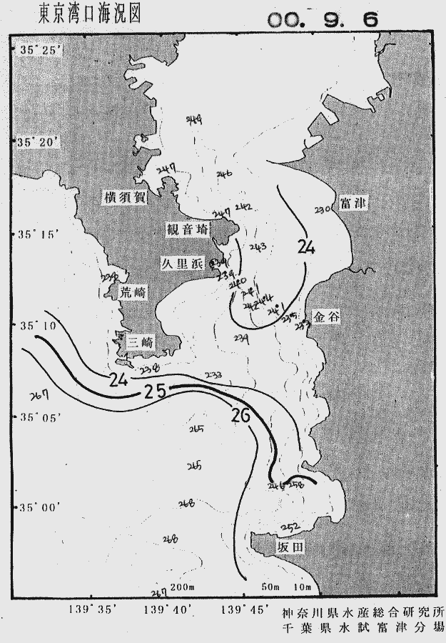 海況図, 東京湾口海況図 検索結果, (水温分布 等を図示)
