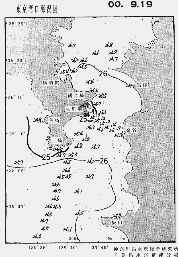 海況図, 東京湾口海況図 検索結果, (水温分布 等を図示)