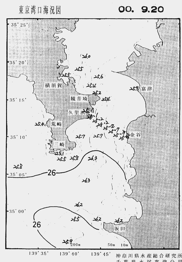 海況図, 東京湾口海況図 検索結果, (水温分布 等を図示)