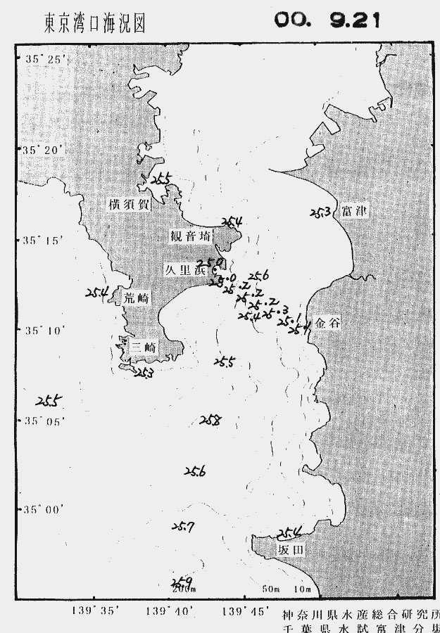 海況図, 東京湾口海況図 検索結果, (水温分布 等を図示)
