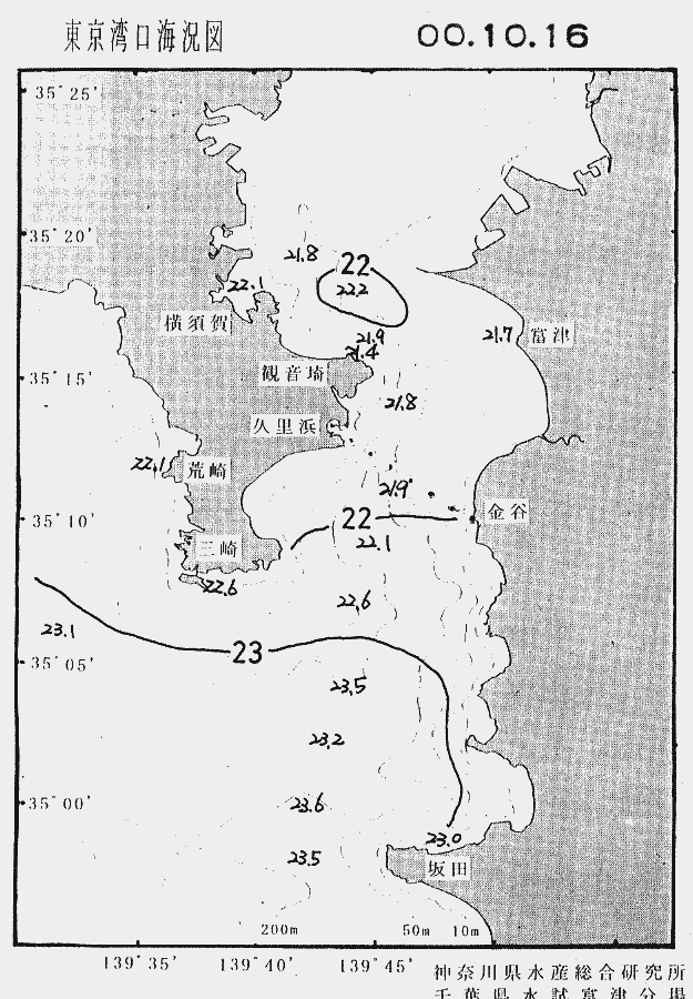 海況図, 東京湾口海況図 検索結果, (水温分布 等を図示)