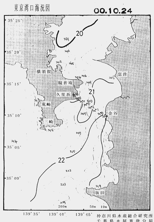 海況図, 東京湾口海況図 検索結果, (水温分布 等を図示)