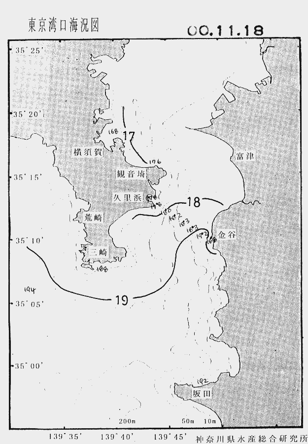 海況図, 東京湾口海況図 検索結果, (水温分布 等を図示)