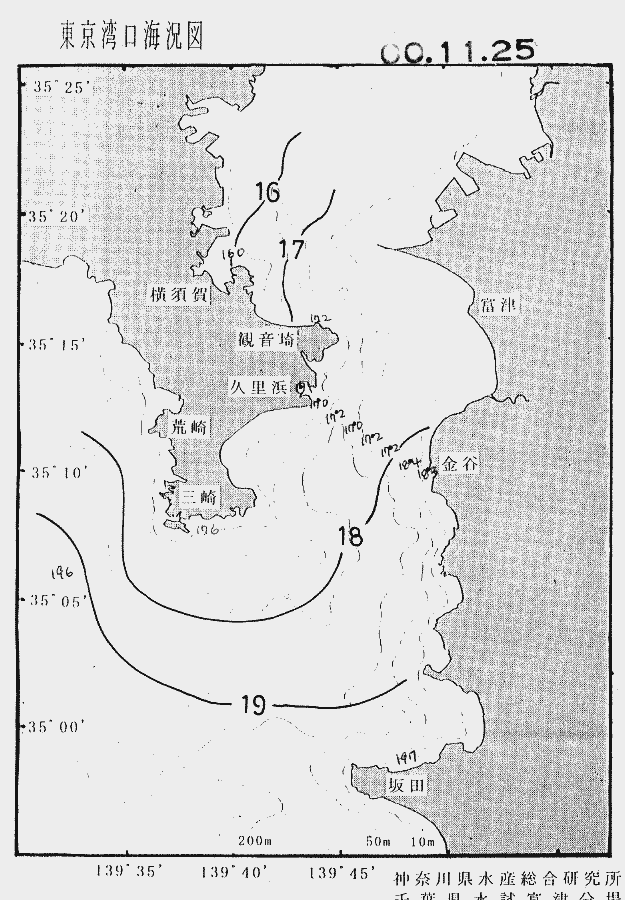 海況図, 東京湾口海況図 検索結果, (水温分布 等を図示)