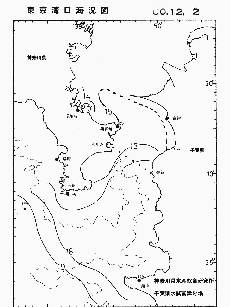 海況図, 東京湾口海況図 検索結果, (水温分布 等を図示)