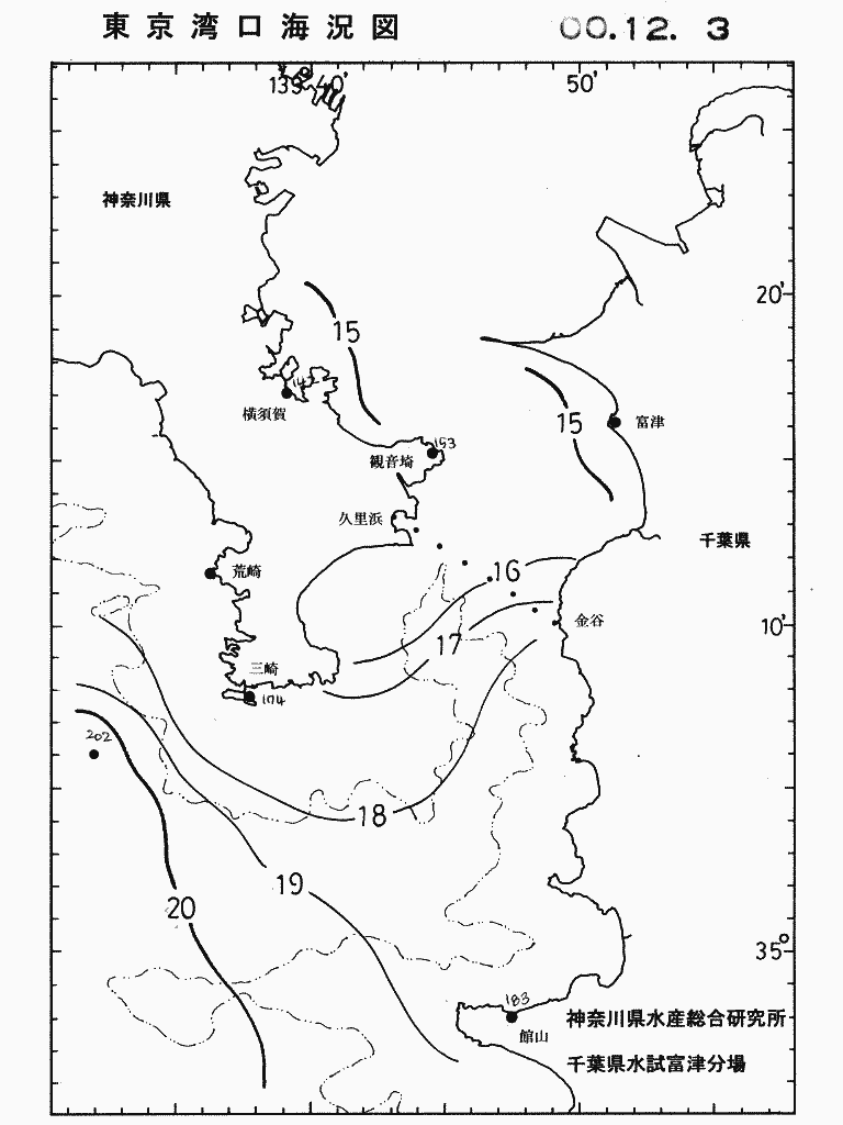 海況図, 東京湾口海況図 検索結果, (水温分布 等を図示)