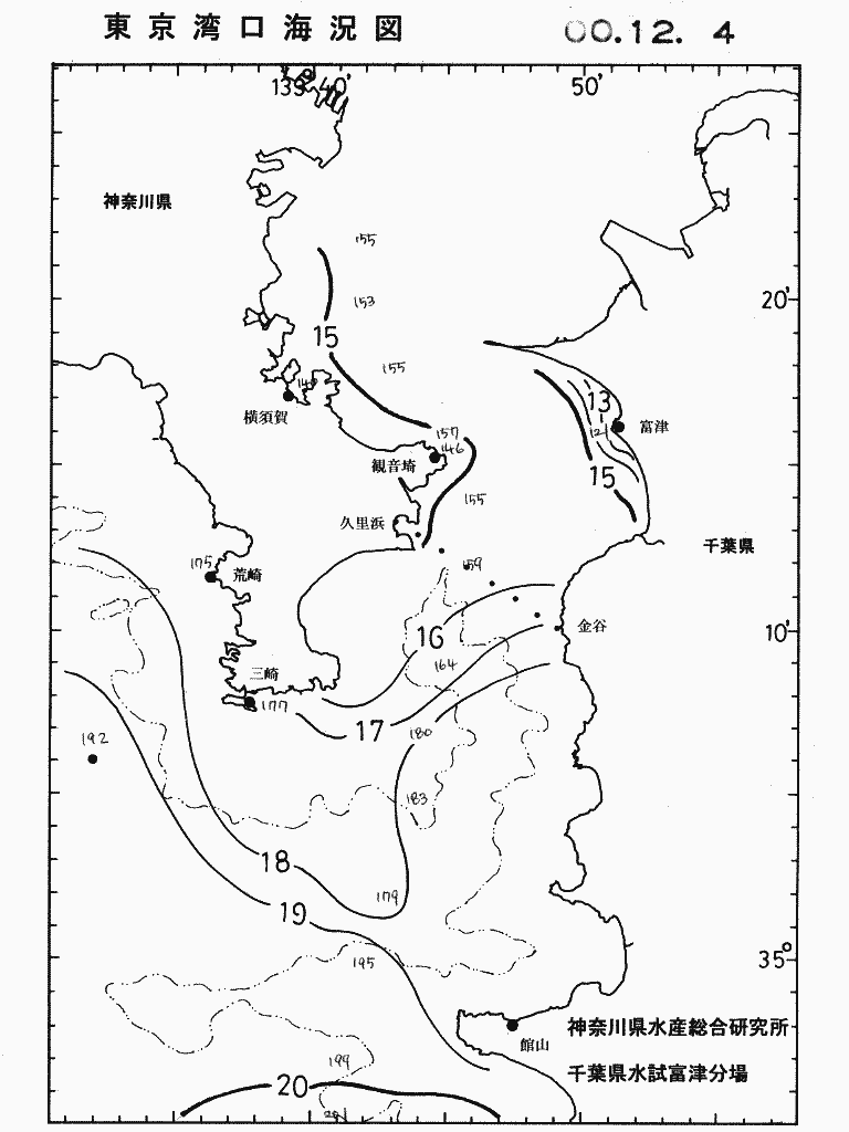 海況図, 東京湾口海況図 検索結果, (水温分布 等を図示)