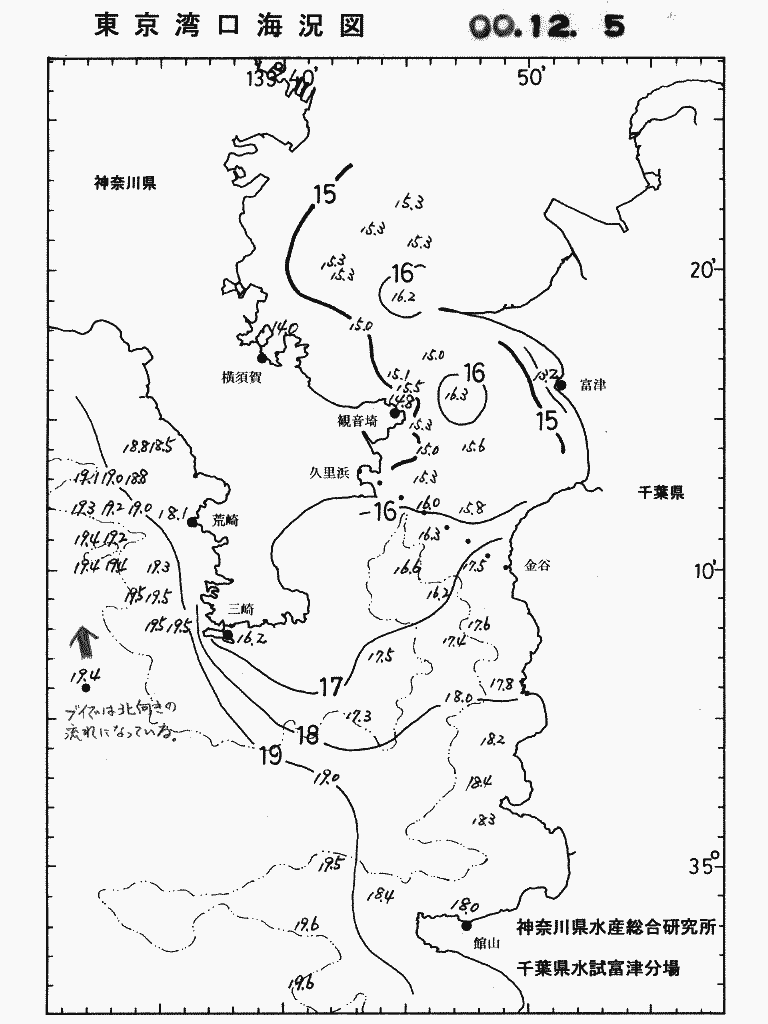 海況図, 東京湾口海況図 検索結果, (水温分布 等を図示)