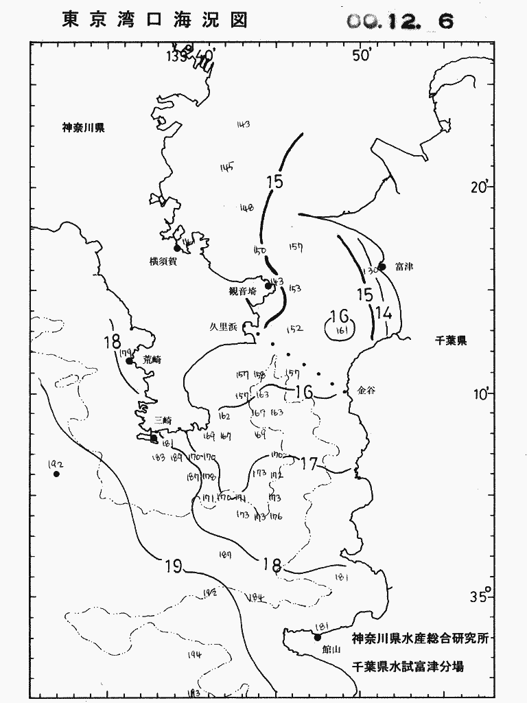 海況図, 東京湾口海況図 検索結果, (水温分布 等を図示)