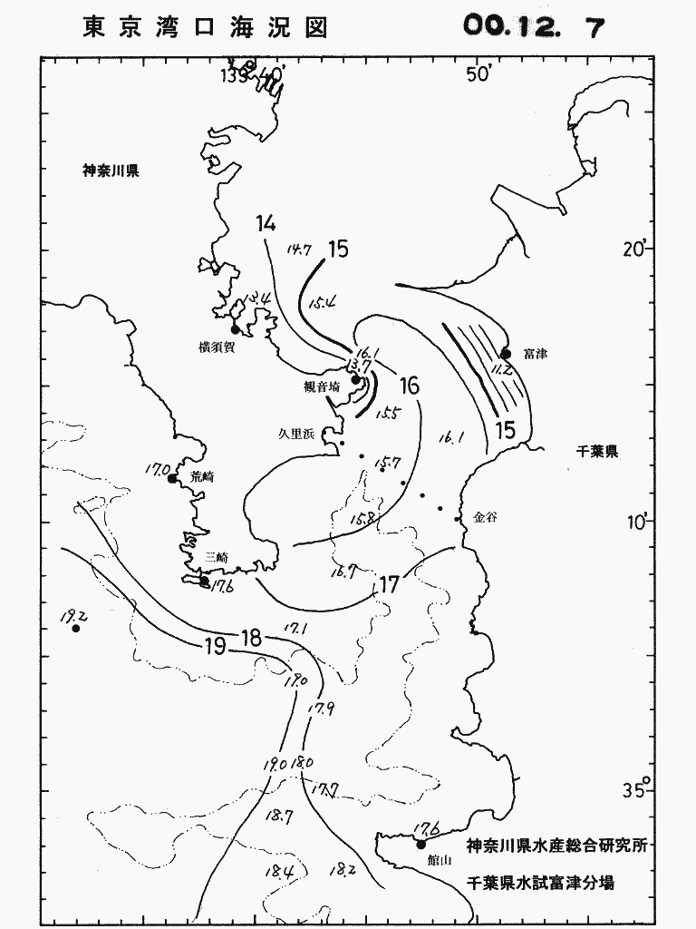 海況図, 東京湾口海況図 検索結果, (水温分布 等を図示)