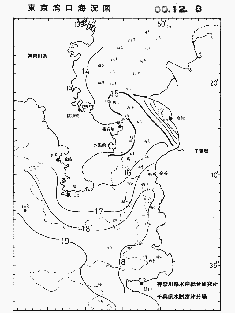 海況図, 東京湾口海況図 検索結果, (水温分布 等を図示)