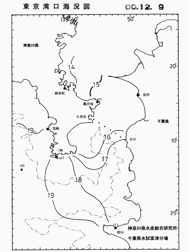 海況図, 東京湾口海況図 検索結果, (水温分布 等を図示)