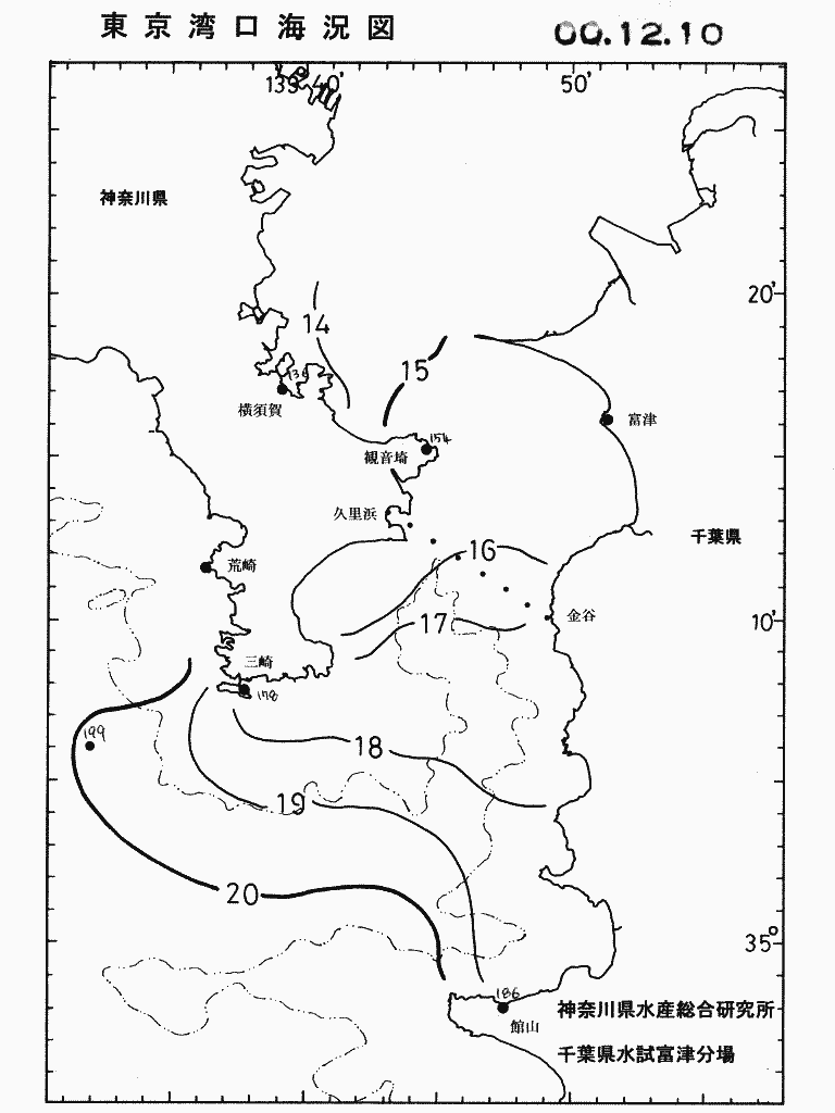 海況図, 東京湾口海況図 検索結果, (水温分布 等を図示)