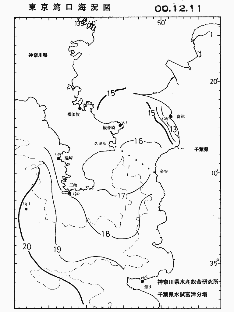 海況図, 東京湾口海況図 検索結果, (水温分布 等を図示)