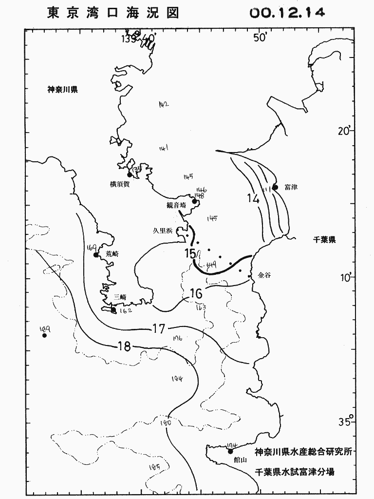 海況図, 東京湾口海況図 検索結果, (水温分布 等を図示)