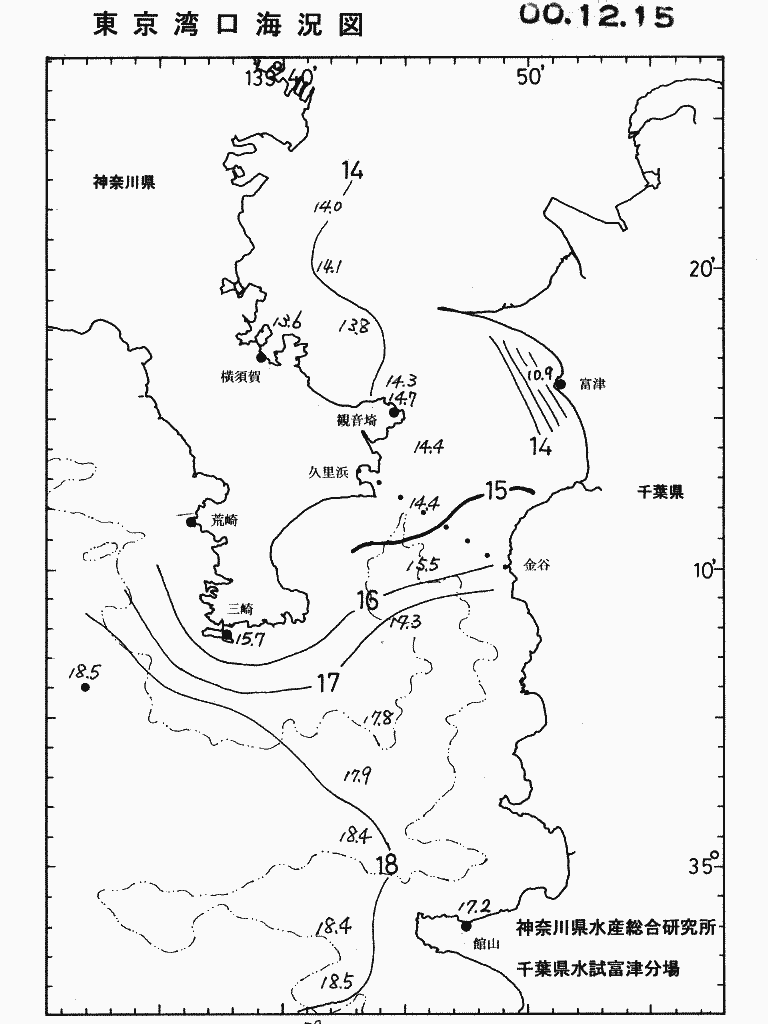 海況図, 東京湾口海況図 検索結果, (水温分布 等を図示)