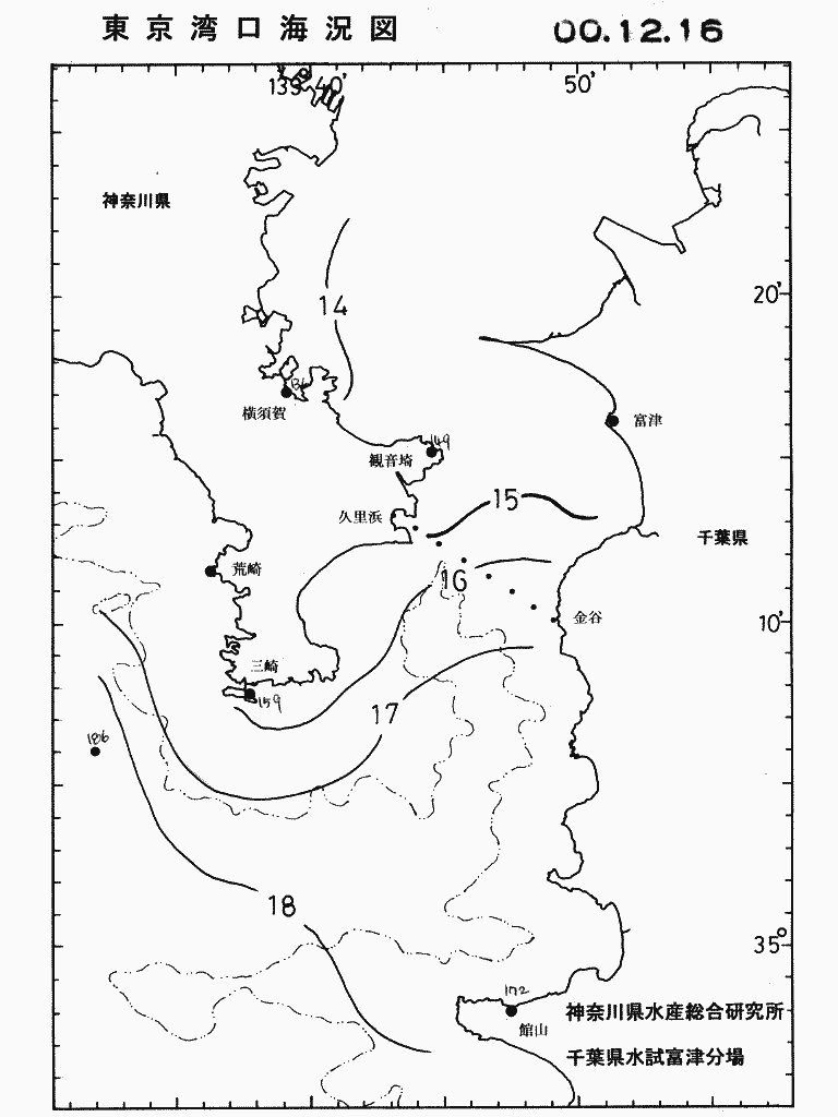 海況図, 東京湾口海況図 検索結果, (水温分布 等を図示)
