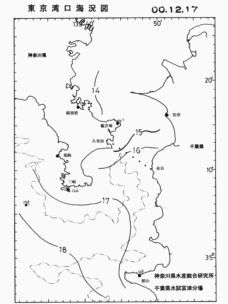 海況図, 東京湾口海況図 検索結果, (水温分布 等を図示)