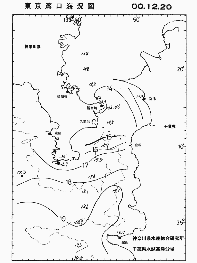 海況図, 東京湾口海況図 検索結果, (水温分布 等を図示)
