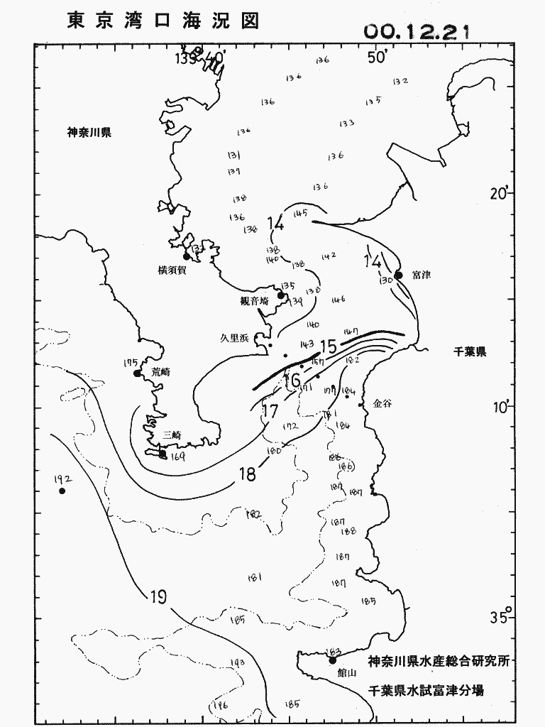 海況図, 東京湾口海況図 検索結果, (水温分布 等を図示)